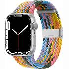 CaseOnline Flätat Elastiskt Armband Apple Watch 7 (45mm) Light rainbow