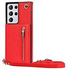 CaseOnline Zipper necklace case Samsung Galaxy S22 Ultra Röd