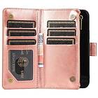 CaseOnline Dubbelflip Zipper 9-kort Apple iPhone 12 (6.1") Rosè