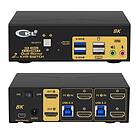 CKL KVM 2x2 HDMI Switch Dual Monitor HDMI2.1 8K60Hz 4K144Hz 4:4:4 med 2xaudio och 4xUSB-A