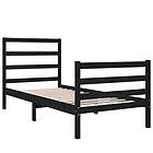 vidaXL Seng Ramme svart massiv furu 75x190 cm liten enkelsäng 3103677