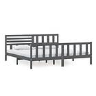 vidaXL Bed Frame grå massivt trä 200x200 cm 3101175