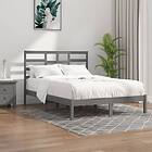 vidaXL Sängynrunko grå massivt trä 120x190 cm liten dubbelsäng 3105767
