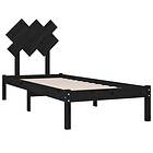 vidaXL Bed Frame svart 75x190 cm liten enkelsäng massivt trä 3104832