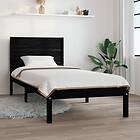 vidaXL Bed Frame svart massivt trä 75x190 cm liten enkelsäng 3104117