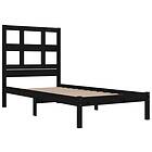 vidaXL Bed Frame svart massivt trä 75x190 cm liten enkelsäng 3104442