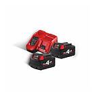 Milwaukee M18 NRG-402 Batteri-/Laddarpaket (2x4,0ah Laddare)