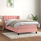 vidaXL Ramsäng med madrass rosa 90x190 cm sammet 3127708