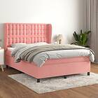 vidaXL Ramsäng med madrass rosa 140x190 cm sammet 3129452