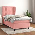 vidaXL Ramsäng med madrass rosa 90x190 cm sammet 3129308