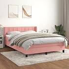 vidaXL Ramsäng med madrass rosa 140x200 cm sammet 3130966