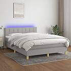 vidaXL Ramsäng med madrass & LED ljusgrå 140x190 cm tyg 3133709
