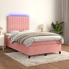 vidaXL Ramsäng med madrass rosa & LED 120x200 cm sammet 3136238