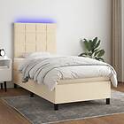 vidaXL Ramsäng med madrass & LED gräddvit 80x200 cm tyg 3134834