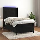 vidaXL Ramsäng med madrass & LED svart 90x190 cm sammet 3139537
