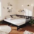 vidaXL Dagbädd svart massiv furu 2x(90x200) cm 806964