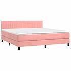 vidaXL Ramsäng med madrass rosa 160x200 cm sammet 3141436