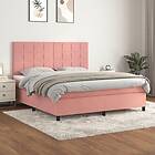 vidaXL Ramsäng med madrass rosa 180x200 cm sammet 3143042