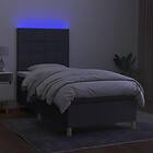 vidaXL Ramsäng med madrass & LED mörkgrå 90x190 cm tyg 3135398