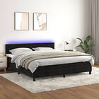 vidaXL Ramsäng med madrass & LED svart 180x200 cm sammet 3134539