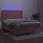 vidaXL Ramsäng med madrass rosa & LED 140x190 cm sammet 3139804