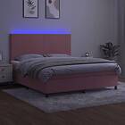 vidaXL Ramsäng med madrass rosa & LED 180x200 cm sammet 3136022