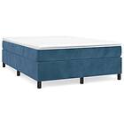 vidaXL Ramsäng med madrass mörkblå 140x200 cm sammet 3144685
