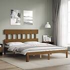 vidaXL Bed Frame med huvudgavel honungsbrun 160x200 cm massivt trä 3193609