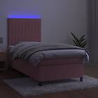 vidaXL Ramsäng med madrass rosa & LED 100x200 cm sammet 3136232