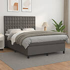 vidaXL Ramsäng med bäddmadrass grå 140x190 cm konstläder 3142843