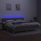 vidaXL Ramsäng med madrass & LED taupe 200x200 cm tyg 3133745