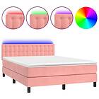 vidaXL Ramsäng med madrass rosa & LED 140x190 cm sammet 3134644