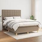 vidaXL Ramsäng med madrass taupe 140x200 cm tyg 3142341