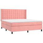 vidaXL Ramsäng med madrass rosa 160x200 cm sammet 3132932