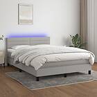 vidaXL Ramsäng med madrass & LED ljusgrå 140x190 cm tyg 3133229