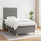 vidaXL Ramsäng med madrass mörkgrå 90x200 cm tyg 3142466