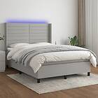 vidaXL Ramsäng med madrass & LED ljusgrå 140x190 cm tyg 3138389