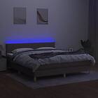 vidaXL Ramsäng med madrass & LED taupe 160x200 cm tyg 3133729