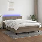 vidaXL Ramsäng med madrass & LED taupe 140x200 cm tyg 3133161