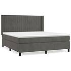 vidaXL Ramsäng med madrass mörkgrå 180x200 cm sammet 3132814