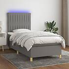 vidaXL Ramsäng med madrass & LED mörkgrå 90x200 cm tyg 3135566