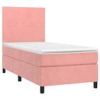 vidaXL Ramsäng med madrass rosa & LED 90x190 cm sammet 3135980