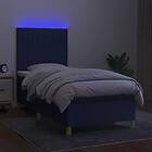 vidaXL Ramsäng med madrass & LED blå 90x190 cm tyg 3135563