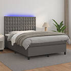vidaXL Ramsäng med madrass & LED grå 140x190 cm konstläder 3135943