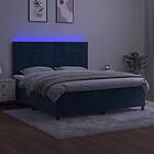 vidaXL Ramsäng med madrass & LED mörkblå 180x200 cm sammet 3136141