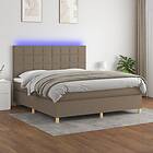 vidaXL Ramsäng med madrass & LED taupe 180x200 cm tyg 3135457
