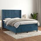 vidaXL Ramsäng med madrass mörkblå 140x200 cm sammet 3132925