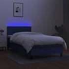 vidaXL Ramsäng med madrass & LED blå 100x200 cm tyg 3133219