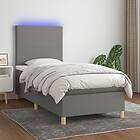 vidaXL Ramsäng med madrass & LED mörkgrå 90x200 cm tyg 3135246