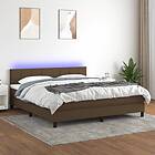 vidaXL Ramsäng med madrass & LED mörkbrun 180x200 cm tyg 3133176